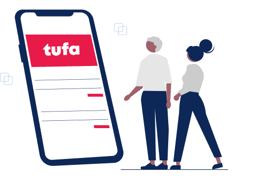 Mobile app interface with two people